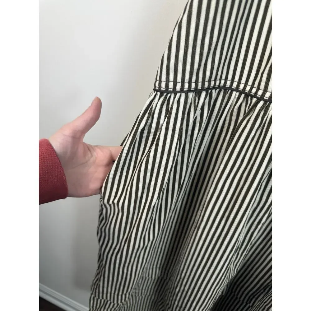 Free People Collier Cord Midi Dress Striped Printed Back Bow Scoop Neck Size S - Picture 10 of 11